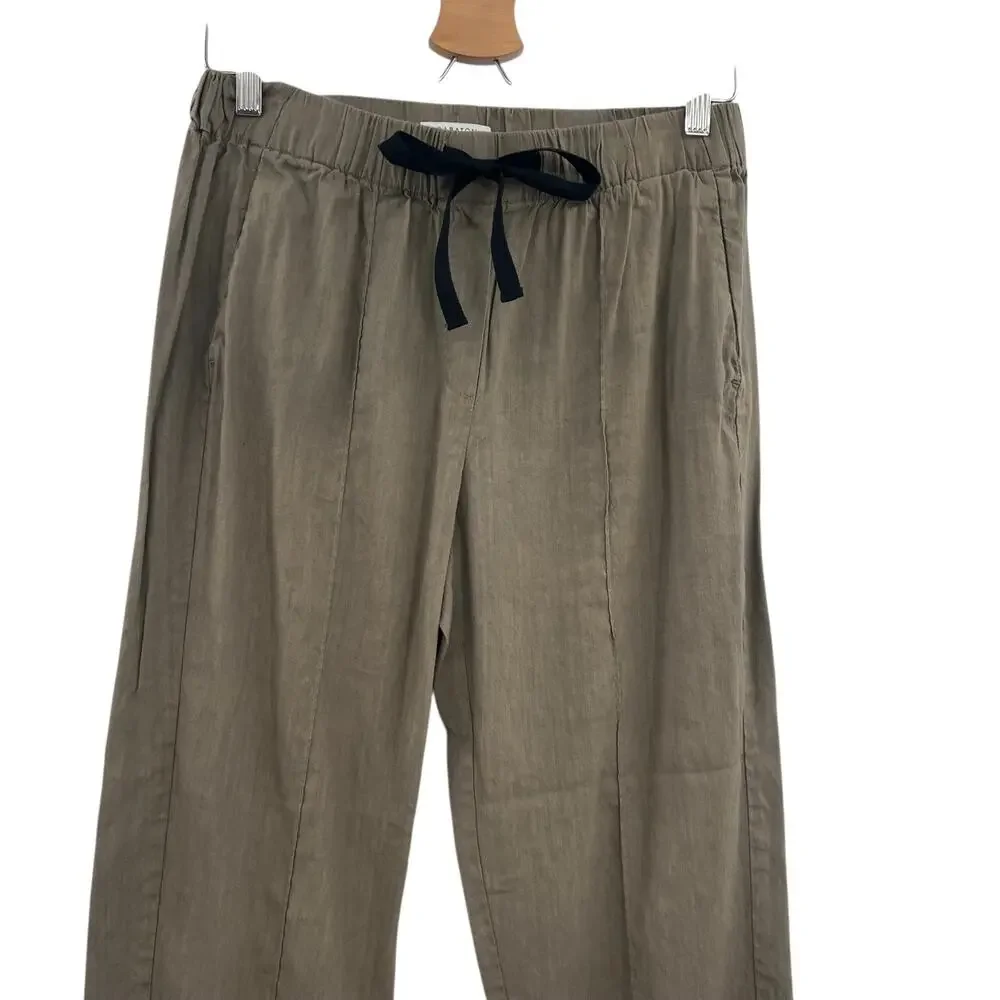 Aritzia Babaton Day‎ Linen Pants Drawstring Ankle Beige Brown Khaki Size Medium